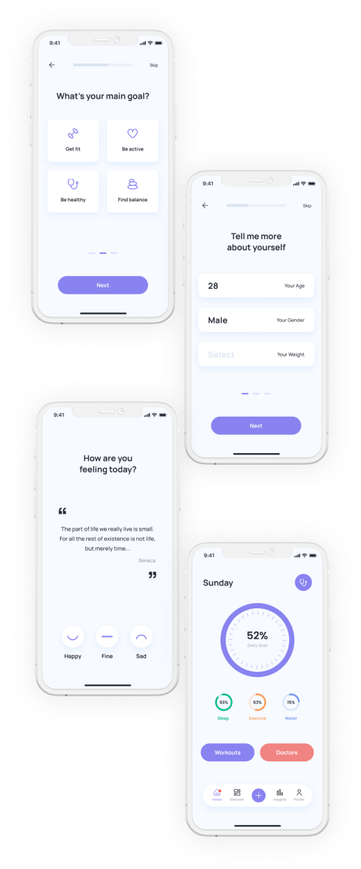 health ui kit user onboard mobile app